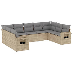 vidaXL Salon de jardin avec coussins 9 pcs beige résine tressée