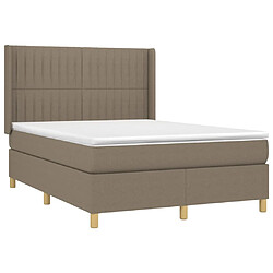 Avis vidaXL Sommier à lattes de lit matelas et LED Taupe 140x190 cm Tissu