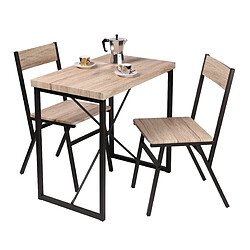 Ensemble de table avec 2 chaises en bois avec struture en métal noir table 80L x 50l x 75H cm / chaise 42 x 39 x 85cm+Urban Living pas cher