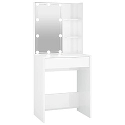 Helloshop26 Coiffeuse design contemporain avec led 60 x 40 x 140 cm blanc brillant 02_000634