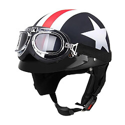 Justgreenbox Casque de moto demi-ouvert avec lunettes visière écharpe Biker Scooter Touring - T3654657575946