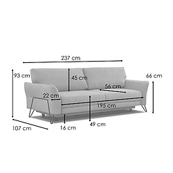 Acheter Courtois Laville Canapé convertible 3 places tissu gris clair - LOREM