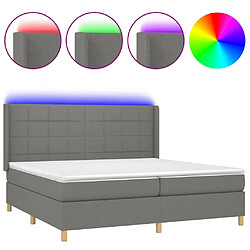 vidaXL Sommier à lattes de lit matelas LED Gris foncé 200x200 cm Tissu