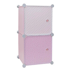 The Home Deco Kids Rangement enfant 2 cubes mobulables 30x30 cm rose et blanc.