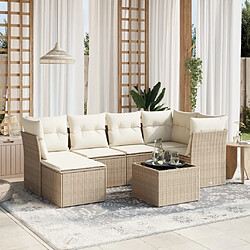 Maison Chic Salon de jardin avec coussins 7 pcs, Ensemble Tables et chaises de jardin, beige résine tressée -GKD315029