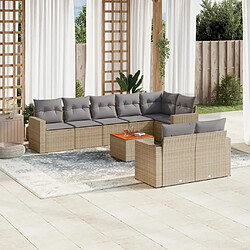 vidaXL Salon de jardin avec coussins 9pcs mélange beige résine tressée 