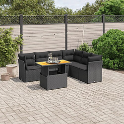 Maison Chic Ensemble Tables et chaises d'extérieur 7pcs avec coussins,Salon de jardin noir résine tressée -GKD836927