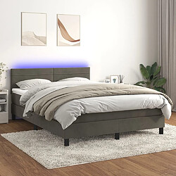 Sommier à lattes LED,Cadre à lattes de lit avec matelas pour Adulte Gris foncé 140x200 cm -MN94997