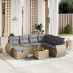 vidaXL Salon de jardin avec coussins 8pcs mélange beige résine tressée