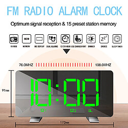 Radio-réveil FM à écran LED Numérique Portable De 6 Pouces Pour Bureau à Domicile Noir Vert