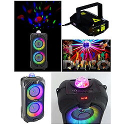 ENCEINTE SONO PORTABLE PARTY KARAOKE BLUETOOTH 400W MOBILE USB TWS LED RGB MSD Radio Fm+ Laser multipoints rouge vert 