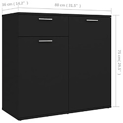 vidaXL Buffet noir 80x36x75 cm bois d'ingénierie pas cher