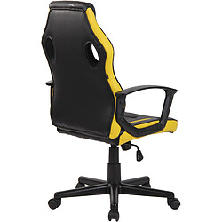 Decoshop26 Fauteuil de bureau gaming chaise gamer sur roulettes en synthétique et maille noir et jaune BUR10618