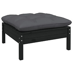 vidaXL Repose-pied de jardin avec coussin anthracite Bois de pin Noir 