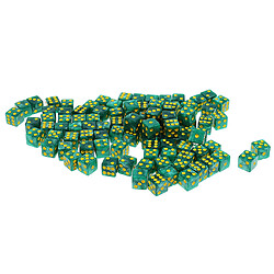 Acheter 100pcs 6-sided dés spot dice 14mm pour les jeux de société, jeux de fête dés green