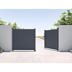 Vente-Unique Portail battant aluminium plein L305 x H150 cm anthracite - NAZARIO