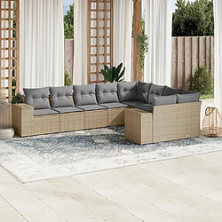 Maison Chic Salon de jardin avec coussins 9 pcs, Ensemble Tables et chaises de jardin, beige résine tressée -GKD665403