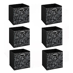 Five Simply Smart Lot de 6 boites de rangement en tissu Botanical - 31x31x31cm - Noir Five Simply Smart - Lot de 6 boites de rangement en tissu Botanical - 31x31x31cm - Noir - Design