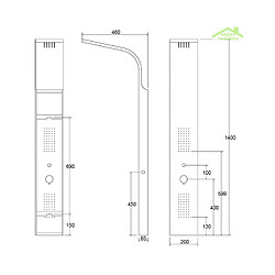 Karag Colonne de douche hydromassante SUE en aluminium 140x20x6,5 cm pas cher