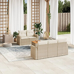 vidaXL Salon de jardin avec coussins 6 pcs beige résine tressée 