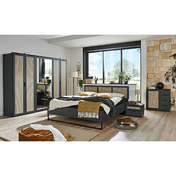 Acheter Inside 75 Armoire corniche ENINA décor graphite 2 portes miroirs 4 portes motif tressage viennois