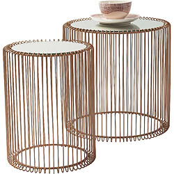 Karedesign Tables d'appoint rondes Wire cuivre set de 2 Kare Design