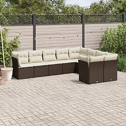 Maison Chic Salon de jardin avec coussins 9 pcs, Ensemble Tables et chaises de jardin, marron résine tressée -GKD486362