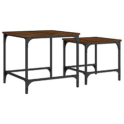 Maison Chic Lot de 2 Tables basses gigognes pour salon | Table à café chêne marron bois d'ingénierie -GKD83381