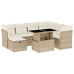 vidaXL Salon de jardin avec coussins 8 pcs beige résine tressée