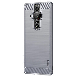 Coque en TPU MOFI antichoc, texture fibre de carbone, surface brossée gris pour votre Sony Xperia Pro-I