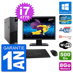 PC Lenovo M83 SFF Ecran 27" Intel i7-4770 RAM 8Go Disque 500Go Windows 10 Wifi · Occasion 