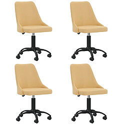 vidaXL Chaises pivotantes à manger lot de 4 jaune tissu