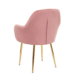 Avis Decoshop26 Lot de 2 chaises de salle à manger design rétro en tissu velours rose pieds métal dorés 04_0000379