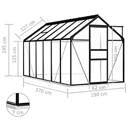 vidaXL Serre avec cadre de base Anthracite Aluminium 7,03 m² pas cher