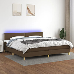 vidaXL Sommier à lattes de lit matelas et LED Marron foncé 200x200 cm 