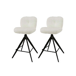 Avis Lisa Design Arani - lot de deux tabourets de bar rotatifs - en tissu bouclette blanc