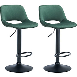 Decoshop26 Tabourets de bar chaises haute x2 avec repose-pieds en velours vert piètement métallique noir 10_0004081 