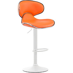 Decoshop26 Lot de 2 tabourets de bar design contemporain pieds en métal blanc mat assise en synthétique orange 10_0000353