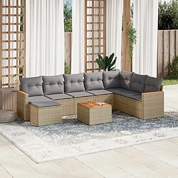 vidaXL Salon de jardin avec coussins 9 pcs beige résine tressée