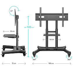 Avis ONKRON Ecran Mobile sur Pied pour 50 - 83 Pouces TV, Chariot Support TV Inclinable de 70 kg - Support TV Roulettes avec VESA 100x100 - VESA 800x500 mm/Pied TV Roulette Hauteur Réglable TS1380-B Noir