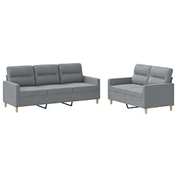 Maison Chic Ensemble de canapés 2 pcs avec coussins, Canapé droit Sofa pour Salon Gris clair Tissu -GKD910342