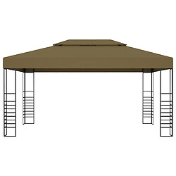 Avis vidaXL Tonnelle avec guirlande lumineuse à LED 3x4 m Taupe