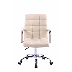 Decoshop26 Fauteuil de bureau sur roulettes hauteur réglable pivotant accoudoirs en PVC crème 10_0002460