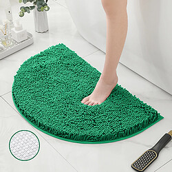 LUUCOZK Tapis de bain antidérapants absorbants à séchage rapide pour salle de bain - Fond en TPR vert émeraude-Demi-cercle 40X60CM