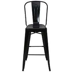 Mendler Tabouret de bar HWC-A73, chaise de comptoir avec dossier, métal, design industriel ~ noir