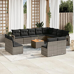 Maison Chic Salon de jardin avec coussins 13 pcs, Ensemble Tables et chaises de jardin, gris résine tressée -GKD110272