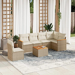 Maison Chic Salon de jardin avec coussins 7 pcs, Ensemble Tables et chaises de jardin, beige résine tressée -GKD922069