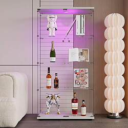 KILISKY Vitrine en verre à deux portes - 4 étagères avec porte - Lumières LED - 64.7"*31.7"*14.3" - blanc