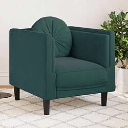 vidaXL Fauteuil avec coussin vert foncé velours 