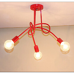 Stoex Luminaire Plafonnier Edison 3 Têtes Metal Fer Industriel Creative Rouge , Lampe de suspension Vintage Luminaire E27 Rétro Salle de Salle à Manger Chambre D'hôtel Accueil Accessoires D'éclairage 